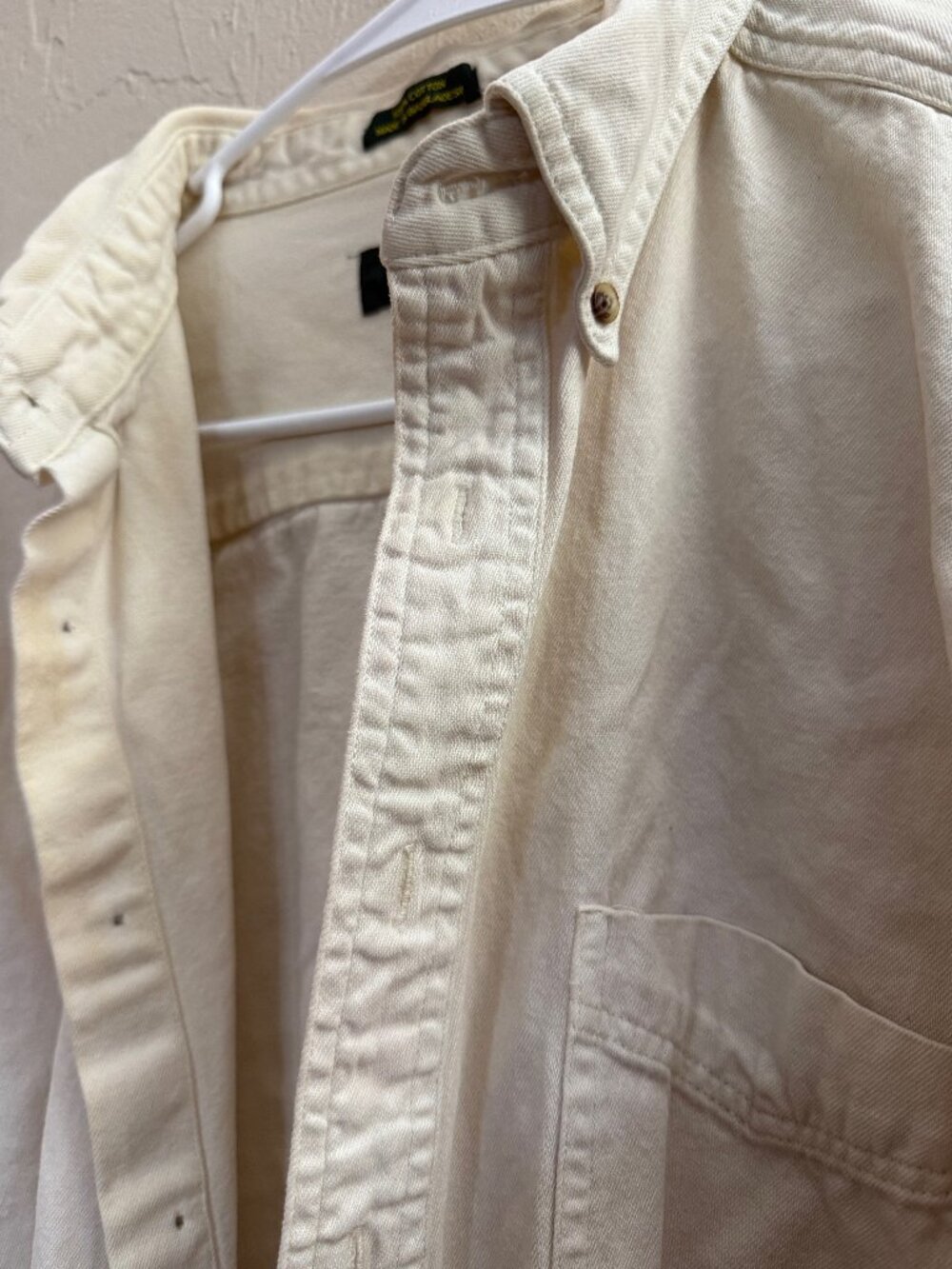 Cross Creek XXL Heavy Cotton Twill Overshirt Cream Workwear Button Up Shirt